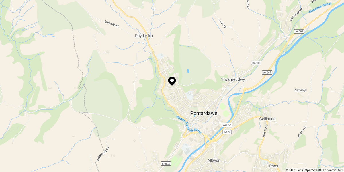 Approximate location of Parc Gilbertson, Pontardawe, Swansea, SA8 4PT