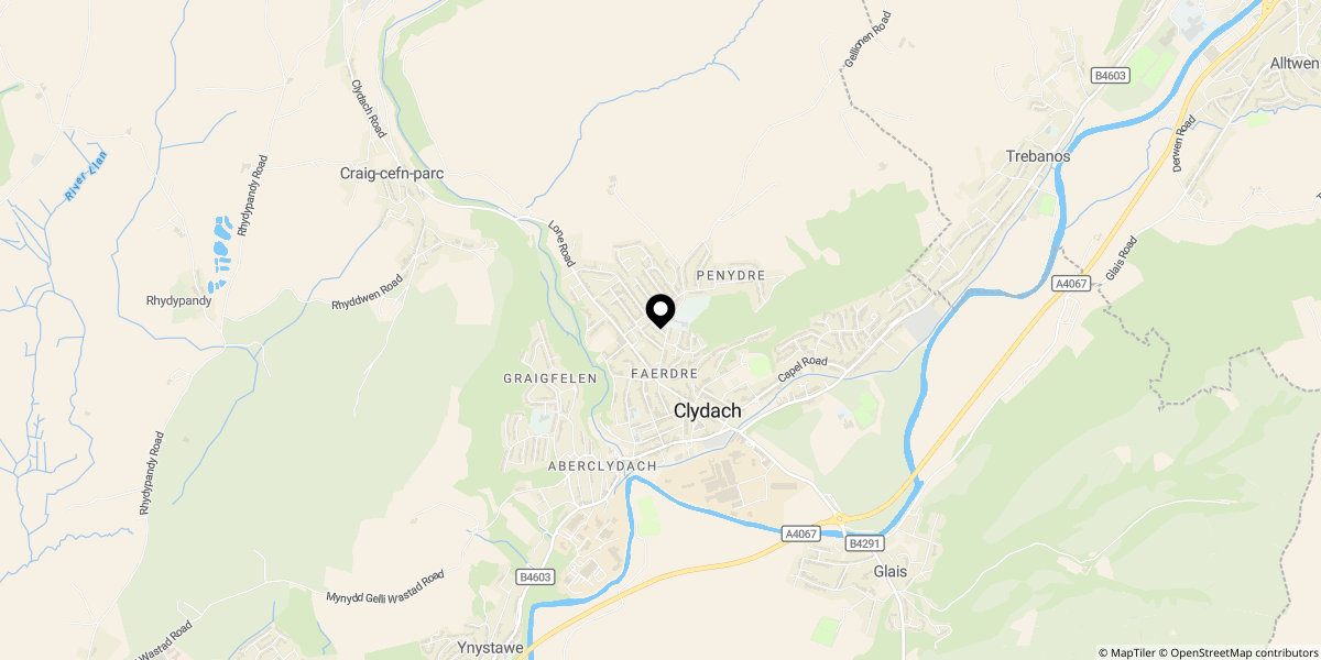 Approximate location of Grove Road, Clydach, Swansea, SA6 5JW