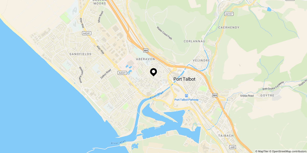 Approximate location of Olive Street, Aberavon, Port Talbot, SA12 6EN