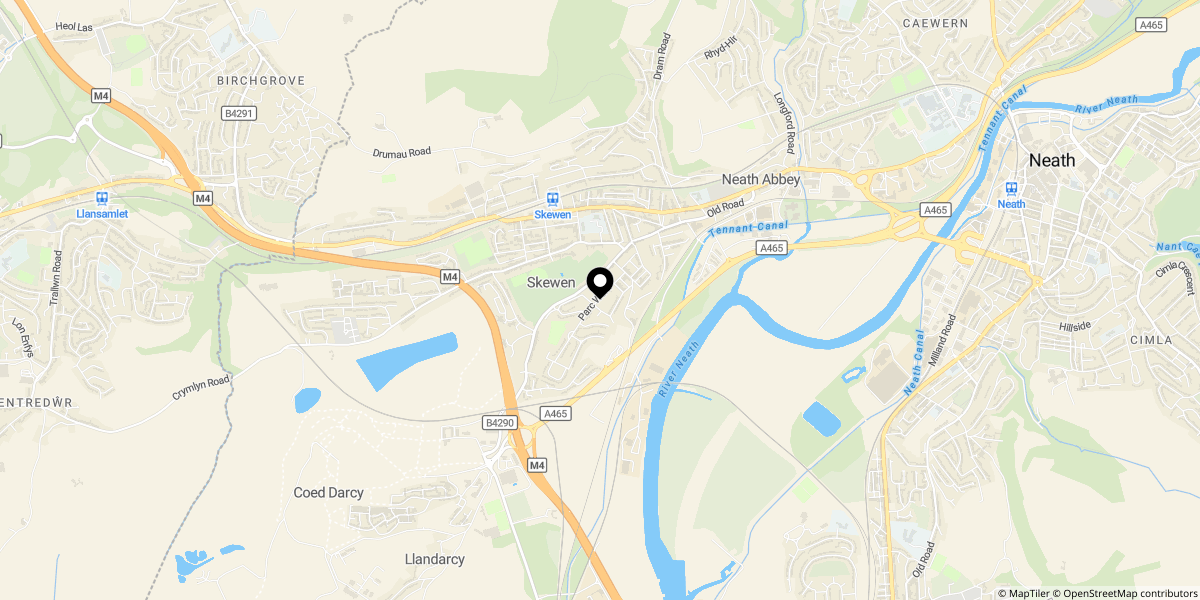 Approximate location of Burrows Road, Skewen, Neath, SA10 6AB